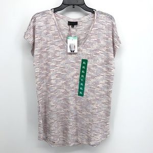 Collection by Bobeau White Striped Short Sleeve T